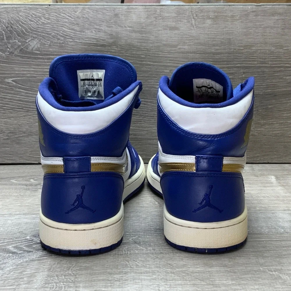 Jordan Shoes 1 Retro High Deep Royal Blue Mens 8.5 White Gold 332550-406 Leather